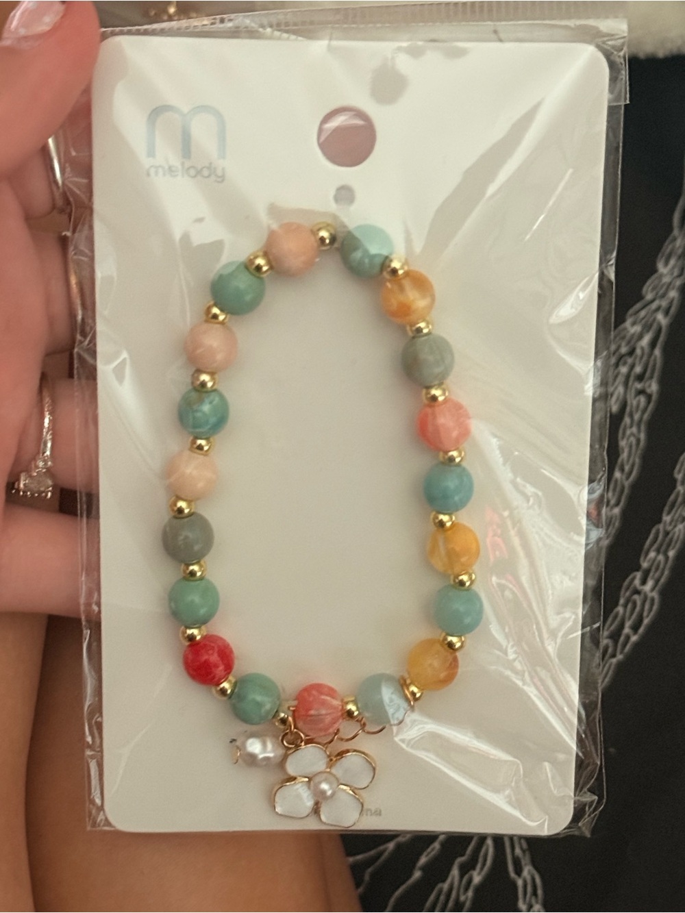 Melody Multicolor Beaded Flower Charm Bracelet